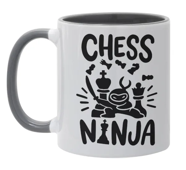 Chess ninja — Κούπα χρωματιστή γκρι, κεραμική, 330ml