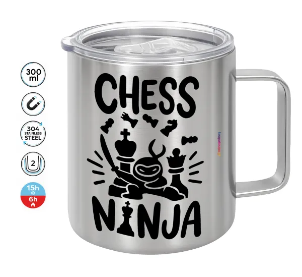 Chess ninja — Double-walled stainless steel mug 300ml with temperature-retaining lid