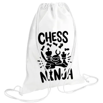Chess ninja, Backpack pouch GYMBAG white (28x40cm)