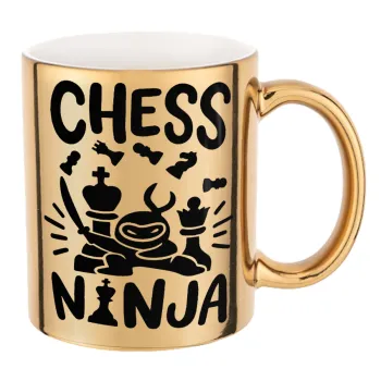 Chess ninja, Κούπα κεραμική, χρυσή καθρέπτης, 330ml