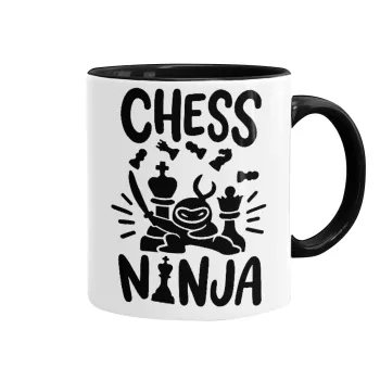 Chess ninja, Mug colored black, ceramic, 330ml