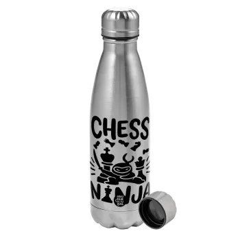 Chess ninja, Metallic water bottle, stainless steel, 750ml