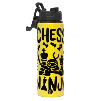 Chess ninja, Metallic water bottle with safety lid, 850ml aluminum