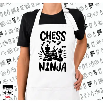 Chess ninja, Ποδιά μακριά Σεφ ολόσωμη με τσέπες white (ΕΝΗΛΙΚΩΝ)