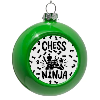 Chess ninja, Green Christmas tree ornament bauble 8cm