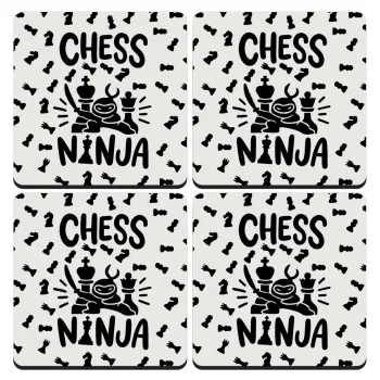 Chess ninja, ΣΕΤ 4 Σουβέρ ξύλινα τετράγωνα (9cm)