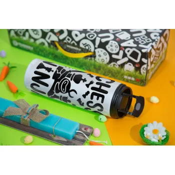Chess ninja, Πασχαλινή Λαμπάδα με Travel Tumbler θερμό με διπλό καπάκι (600ml, BPA free) & κερί αρωματικό πλακέ (30cm) (ΤΙΡΚΟΥΑΖ)