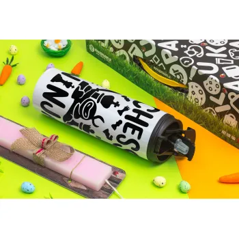 Chess ninja, Easter candle,Travel Tumbler 2 Lids, with metal straw & cleaning brush & aromatic flat candle (30cm) (PINK)