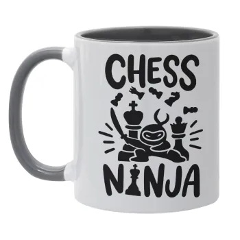 Chess ninja, Κούπα χρωματιστή γκρι, κεραμική, 330ml
