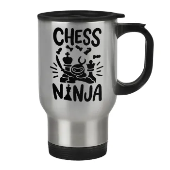 Chess ninja, Κούπα ταξιδιού ανοξείδωτη με καπάκι, διπλού τοιχώματος (θερμό) 450ml