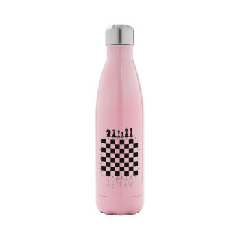 Chess, Metal mug thermos Pink Iridiscent (Stainless steel), double wall, 500ml