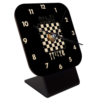 Chess, Quartz Table clock in natural wood (10cm)