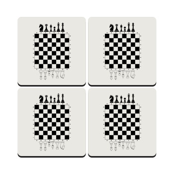 Σκάκι, ΣΕΤ 4 Σουβέρ ξύλινα τετράγωνα (9cm)