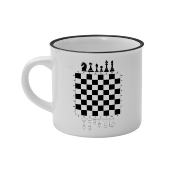 Σκάκι, Κούπα κεραμική vintage Λευκή/Μαύρη 230ml