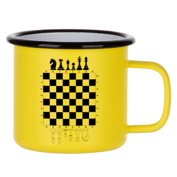 Chess, Metallic enamel MATT Yellow cup 360ml