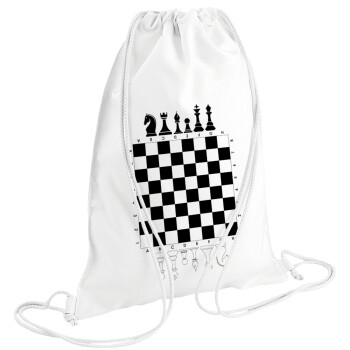 Σκάκι, Τσάντα πλάτης πουγκί GYMBAG λευκή (28x40cm)