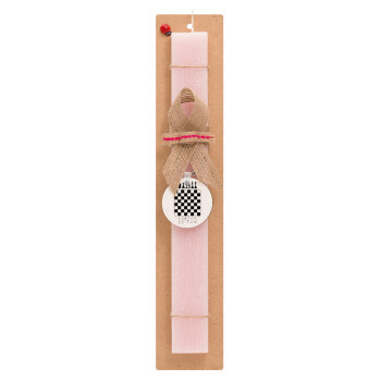 Chess, Easter Set, wooden keychain & scented flat Easter candle (30cm) (PINK)