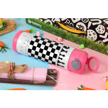 Chess, Easter candle, Childrens hot water bottle, stainless steel, with safety straw, PINK (500ml)