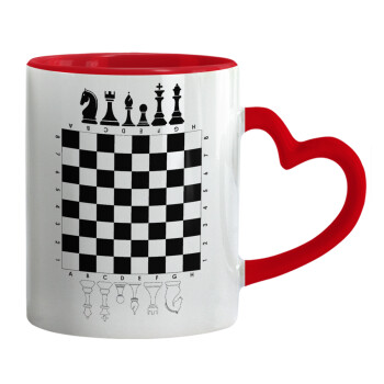 Chess, Mug heart red handle, ceramic, 330ml