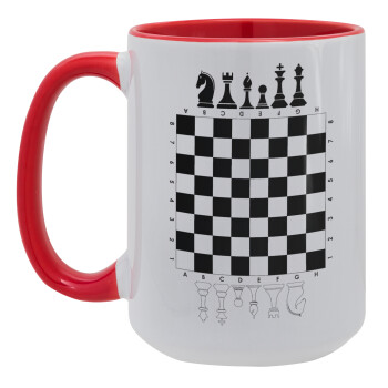 Σκάκι, Κούπα Mega 15oz, κεραμική Κόκκινη, 450ml