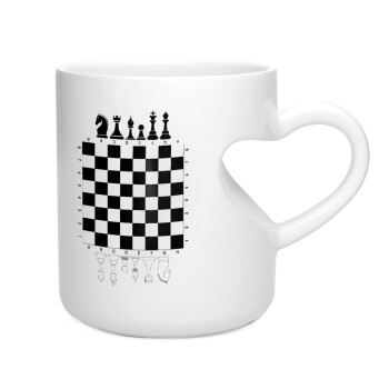 Chess, Κούπα καρδιά λευκή, κεραμική, 330ml