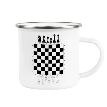 Chess, Metallic enamel cup white 360ml