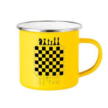 Chess, Yellow Enamel Metallic Cup 360ml
