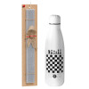 Easter Set, metallic stainless thermos bottle (500ml) & scented flat Easter candle (30cm) (GRAY)