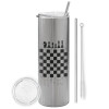 Tumbler stainless steel Silver 600ml, with metal straw & cleaning brush