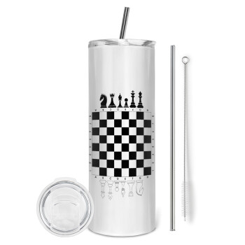 Chess, Tumbler stainless steel 600ml, with metal straw & cleaning brush