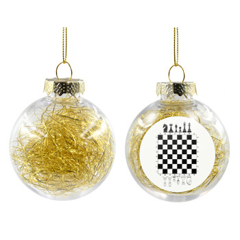 Σκάκι, Χριστουγεννιάτικη μπάλα δένδρου διάφανη με χρυσό γέμισμα 8cm