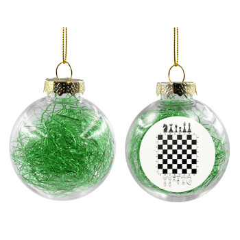 Σκάκι, Χριστουγεννιάτικη μπάλα δένδρου διάφανη με πράσινο γέμισμα 8cm