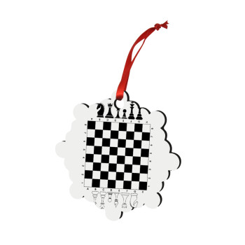 Σκάκι, Χριστουγεννιάτικο στολίδι snowflake ξύλινο 7.5cm