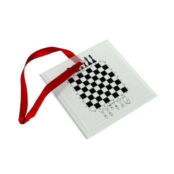 Chess, Χριστουγεννιάτικο στολίδι γυάλινο τετράγωνο 9x9cm