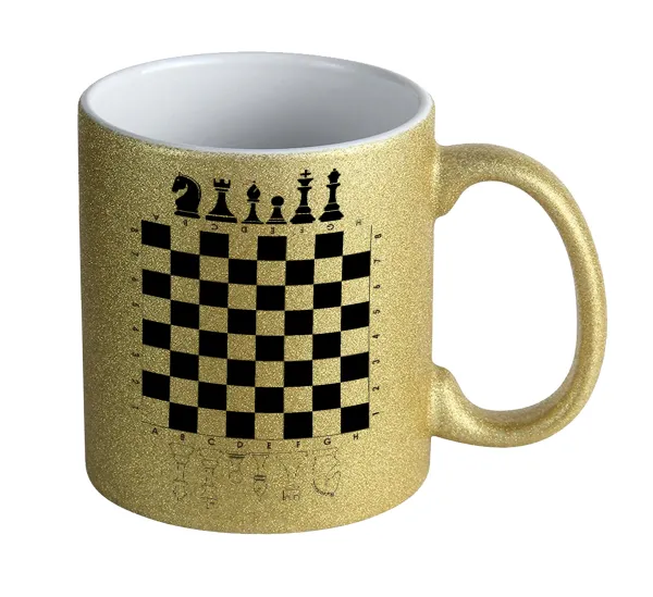 Chess — Gold glitter mug that sparkles, ceramic, 330ml