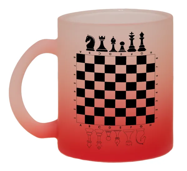 Chess — Two-tone glass mug with matte red base, 330ml