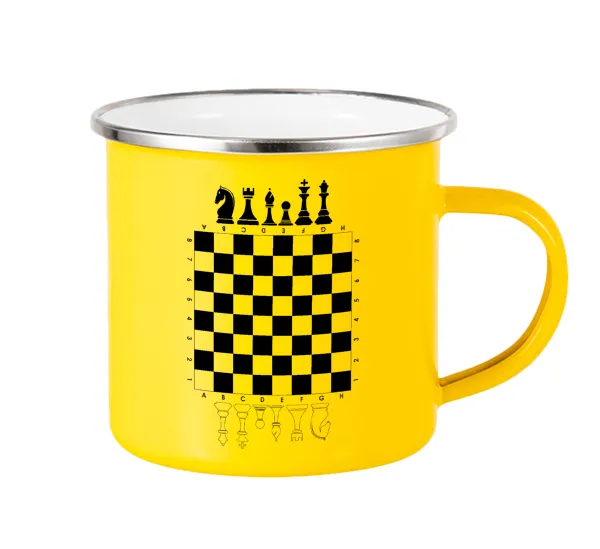 Chess — Yellow Enamel Metallic Cup 360ml
