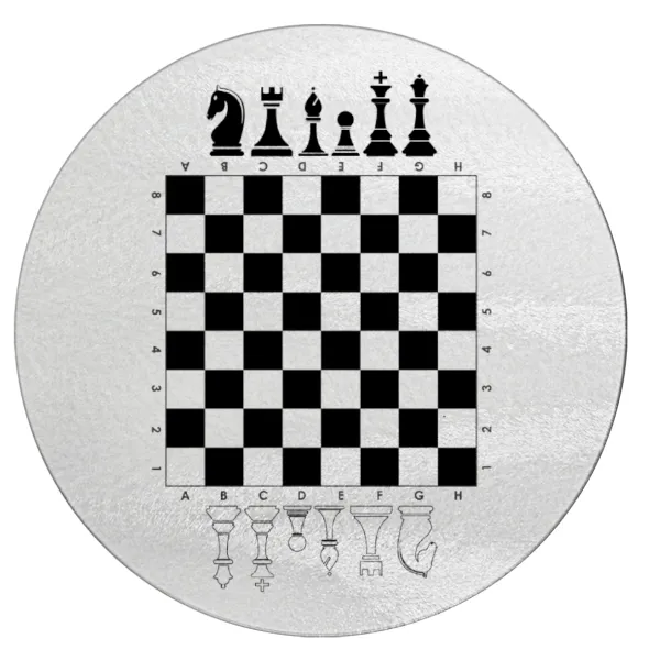 Chess — Round glass cutting board (30cm)
