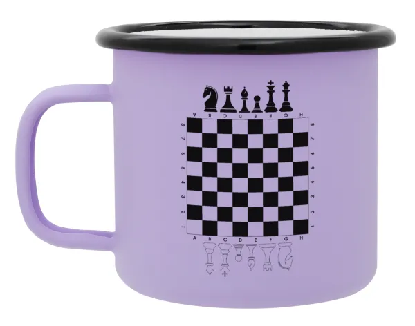 Chess — Metal enamel mug, matte light pastel purple, 360ml
