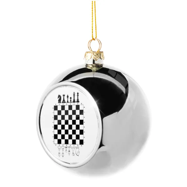 Chess — Silver 8cm Christmas tree ball ornament