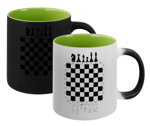 Chess — Magic mug with green interior, ceramic, 330ml, changes colour with hot drinks