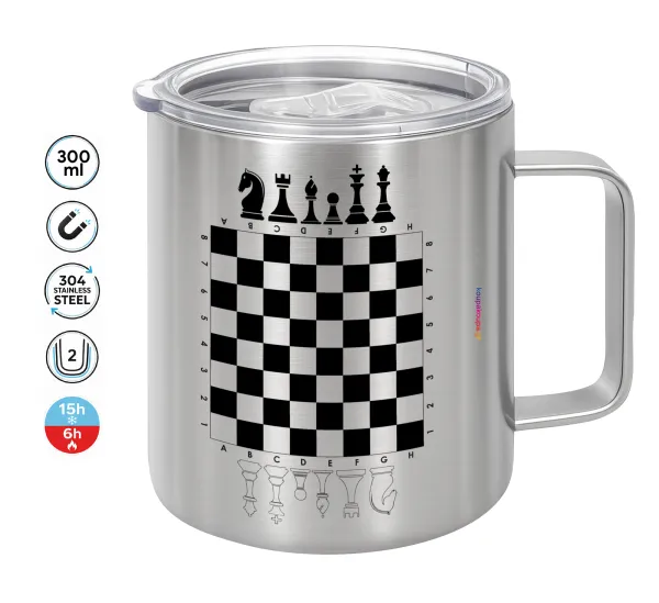 Chess — Double-walled stainless steel mug 300ml with temperature-retaining lid