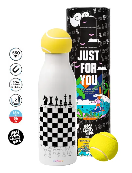 Chess — Tennis ball Metal mug thermos White, double wall, 550ml