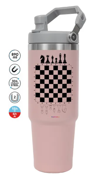 Chess — PINK Travel Tumbler with Handle 890ml