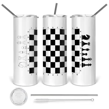 Chess, Tumbler stainless steel 600ml, with metal straw & cleaning brush