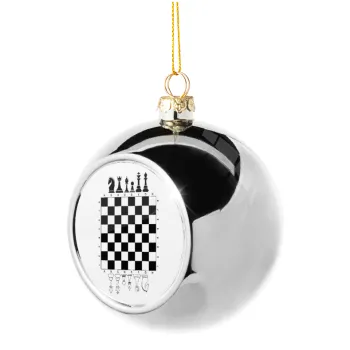 Chess, Silver 8cm Christmas tree ball ornament