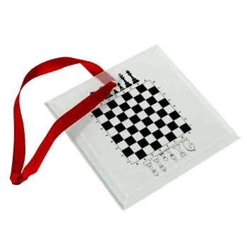 Chess, Christmas ornament, glass square ornament 9x9cm
