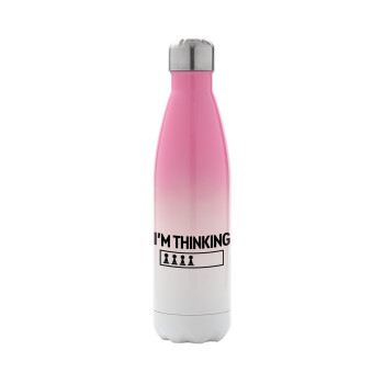 I'm thinking, Metal mug thermos Pink/White (Stainless steel), double wall, 500ml