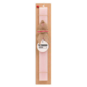 I'm thinking, Easter Set, wooden keychain & scented flat Easter candle (30cm) (PINK)