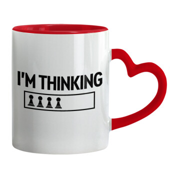 I'm thinking, Mug heart red handle, ceramic, 330ml